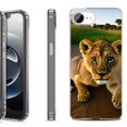 thumbnail image 1 of Shockproof Protective Phone Case for iPhone 16e, by OneToughShield - Lion Cub, 1 of 5