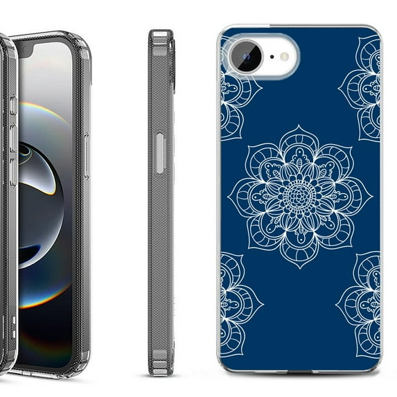 Shockproof Protective Phone Case for iPhone 16e, by OneToughShield - Mandala / Blue
