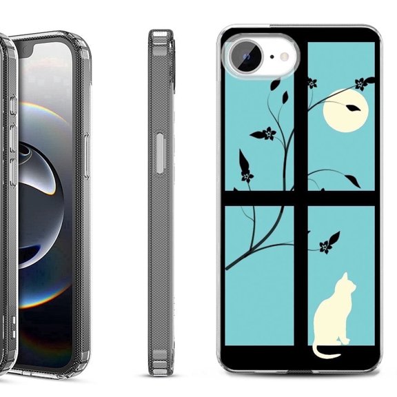 Shockproof Protective Phone Case for iPhone 16e, by OneToughShield - Moon/Cat