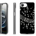 thumbnail image 1 of Shockproof Protective Phone Case for iPhone 16e, by OneToughShield - Music Notes / Black, 1 of 5