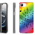 thumbnail image 1 of Shockproof Protective Phone Case for iPhone 16e, by OneToughShield - Music Notes / Rainbow, 1 of 5