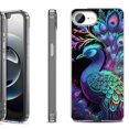 thumbnail image 1 of Shockproof Protective Phone Case for iPhone 16e, by OneToughShield - Neon Peacock, 1 of 5
