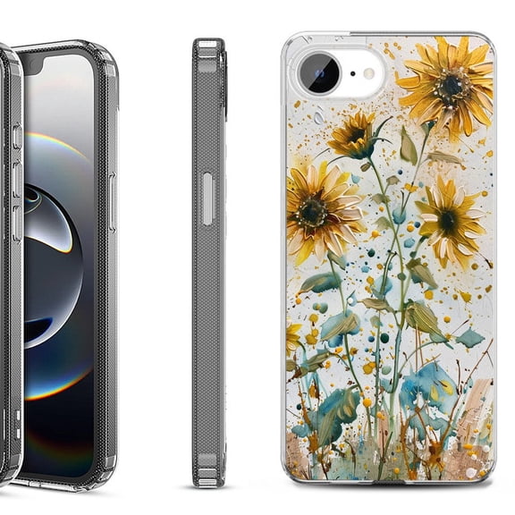 Shockproof Protective Phone Case for iPhone 16e, by OneToughShield - Pastel Sunflowers