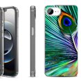 thumbnail image 1 of Shockproof Protective Phone Case for iPhone 16e, by OneToughShield - Peacock Feather, 1 of 5