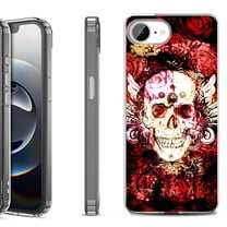 Shockproof Protective Phone Case for iPhone 16e, by OneToughShield - Rose Skull