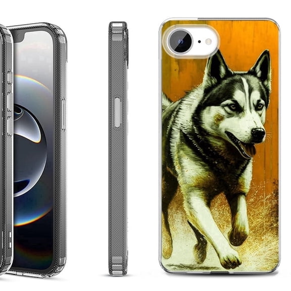 Shockproof Protective Phone Case for iPhone 16e, by OneToughShield - Running Husky