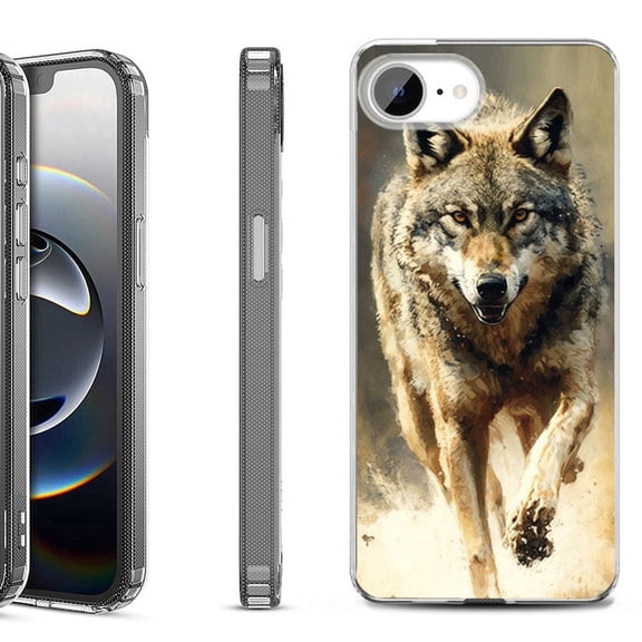 Shockproof Protective Phone Case for iPhone 16e, by OneToughShield - Running Wolf