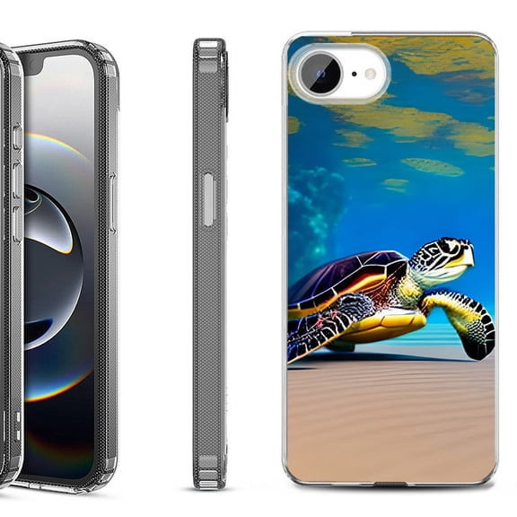 Shockproof Protective Phone Case for iPhone 16e, by OneToughShield - Sea Turtle Beach