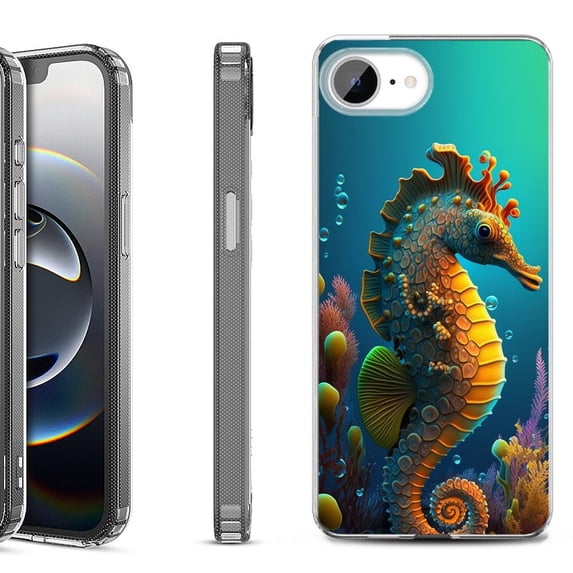 Shockproof Protective Phone Case for iPhone 16e, by OneToughShield - Seahorse