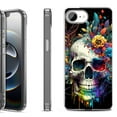 thumbnail image 1 of Shockproof Protective Phone Case for iPhone 16e, by OneToughShield - Skull Flower, 1 of 5