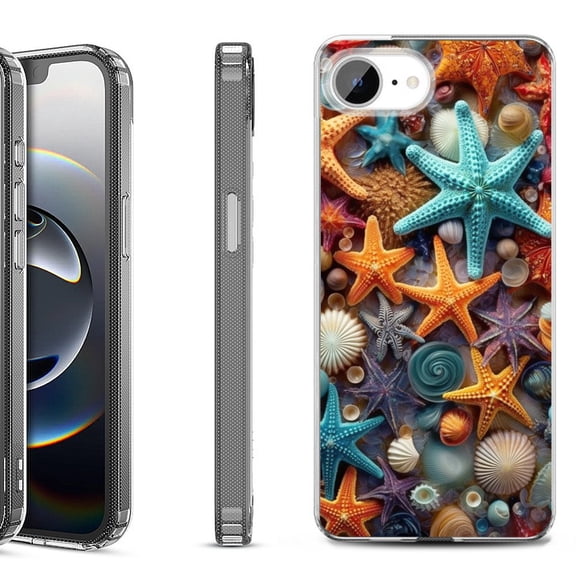 Shockproof Protective Phone Case for iPhone 16e, by OneToughShield - Starfish Mix