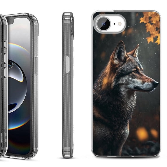 Shockproof Protective Phone Case for iPhone 16e, by OneToughShield - Wolf Autumn