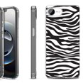 thumbnail image 1 of Shockproof Protective Phone Case for iPhone 16e, by OneToughShield - Zebra B/W, 1 of 5