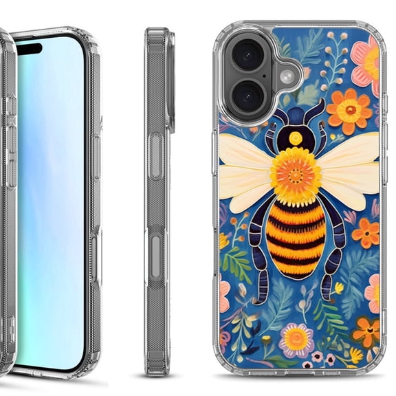 For iPhone 17 Shockproof Protective Phone Case, by OneToughShield - Bee Flower