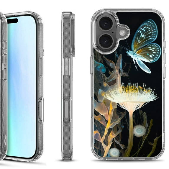 For iPhone 17 Shockproof Protective Phone Case, by OneToughShield - Butterfly Translucent