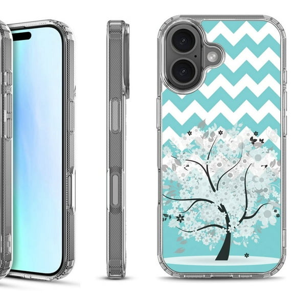 For iPhone 17 Shockproof Protective Phone Case, by OneToughShield - Chevron/Tree