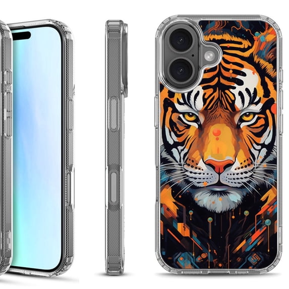 For iPhone 17 Shockproof Protective Phone Case, by OneToughShield - Cyberpunk Tiger