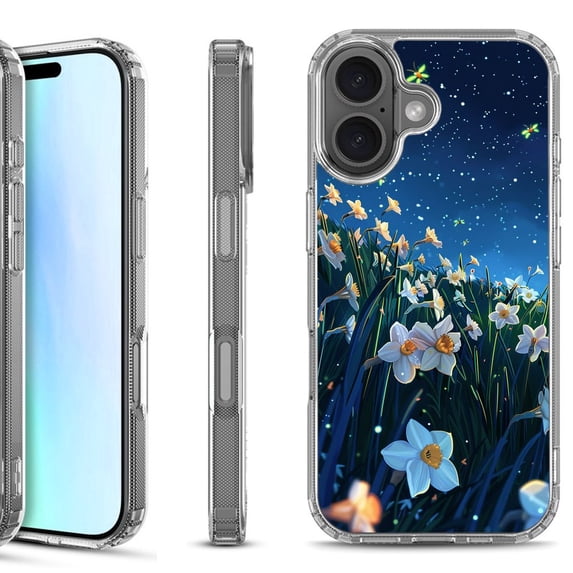 For iPhone 17 Shockproof Protective Phone Case, by OneToughShield - Daffodils Night