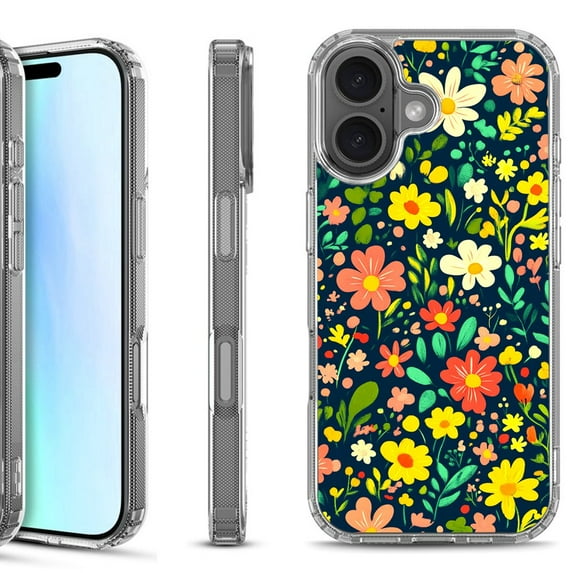 For iPhone 17 Shockproof Protective Phone Case, by OneToughShield - Flower Symphony