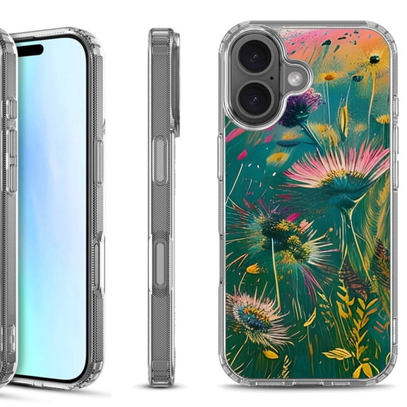 For iPhone 17 Shockproof Protective Phone Case, by OneToughShield - Flower Wind