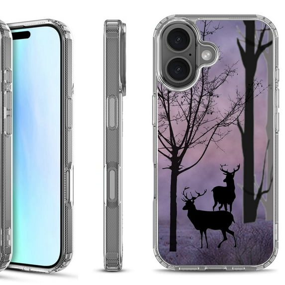 For iPhone 17 Shockproof Protective Phone Case, by OneToughShield - Forest/Deer/Twilight