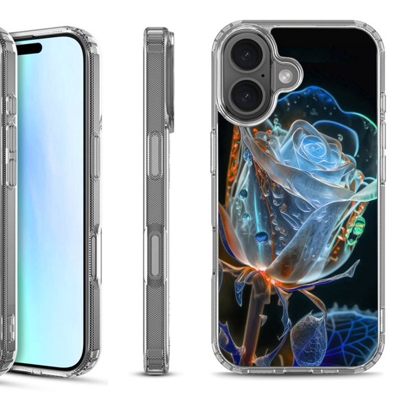 For iPhone 17 Shockproof Protective Phone Case, by OneToughShield - Glowing Rose