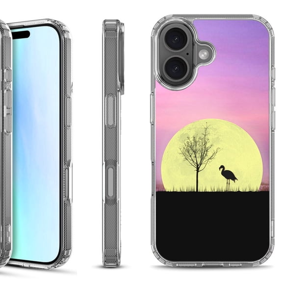 For iPhone 17 Shockproof Protective Phone Case, by OneToughShield - Moonlight Flamingo