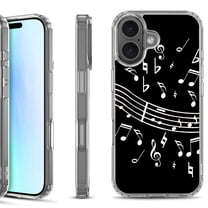 For iPhone 17 Shockproof Protective Phone Case, by OneToughShield - Music Notes / Black