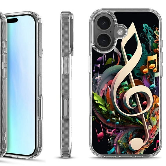 For iPhone 17 Shockproof Protective Phone Case, by OneToughShield - Music Notes Colorful