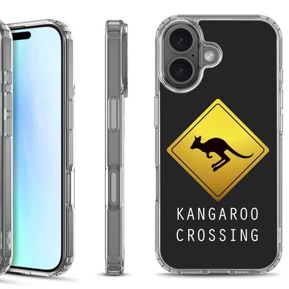 For iPhone 17 Shockproof Protective Phone Case, by OneToughShield - Road Sign Kangaroo