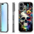 thumbnail image 1 of For iPhone 17 Shockproof Protective Phone Case, by OneToughShield - Skull Flower, 1 of 5