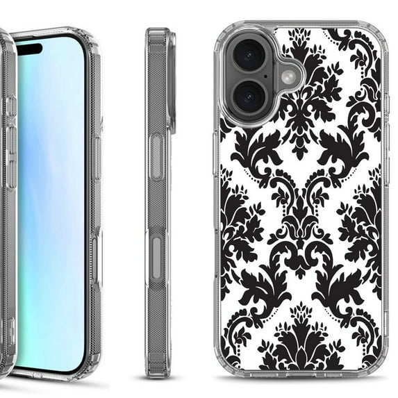 For iPhone 17 Shockproof Protective Phone Case, by OneToughShield - Victorian White/Black