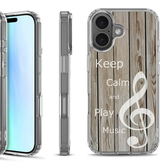 For iPhone 17 Shockproof Protective Phone Case, by OneToughShield - Wood/Music