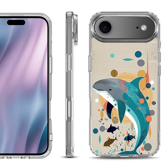 Shockproof Protective Phone Case for iPhone Air, by OneToughShield - Dolphin Family