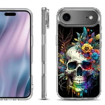 Shockproof Protective Phone Case for iPhone Air, by OneToughShield - Skull Flower