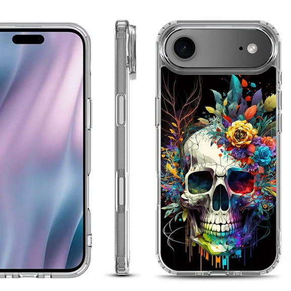 Shockproof Protective Phone Case for iPhone Air, by OneToughShield - Skull Flower