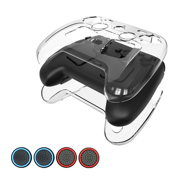 Shockproof Protector Case Clear Housing Shell with Joystick Caps for Controller 2 Game Handle Shell Cover