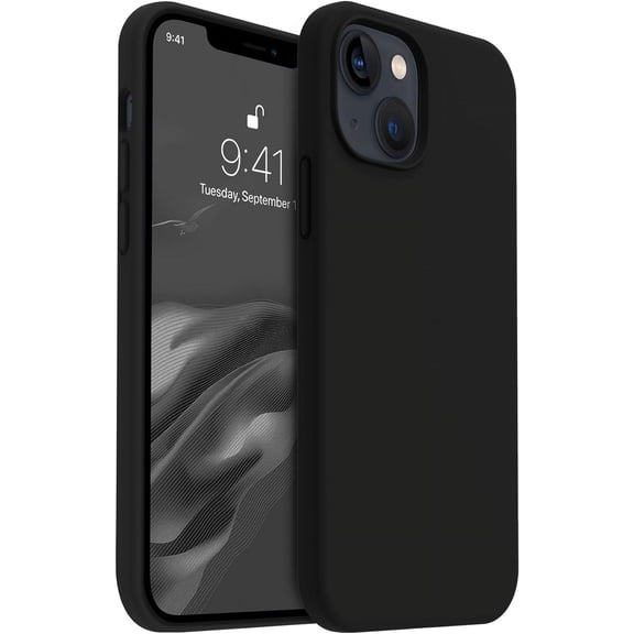 Shockproof Series iPhone 15 Case, Upgrade Silicone Ultra Slim Thin with Soft Anti-Scratch Microfiber Lining, Full-Body Protective Phone Case for iPhone 15, 6.1 inch, Black