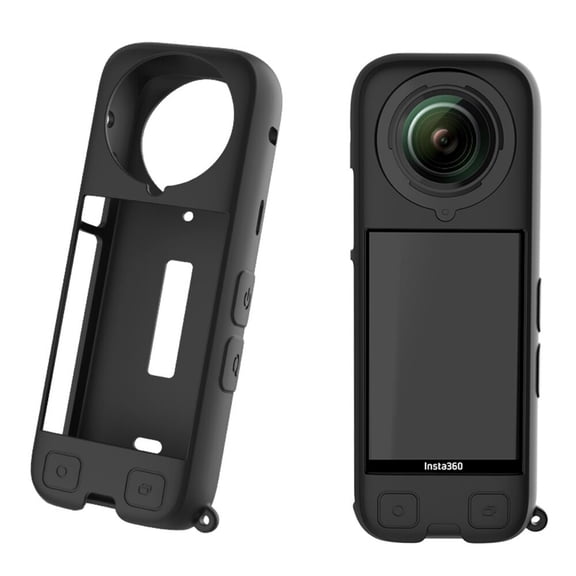 Shockproof Silicone Protective Case with Lanyard for Insta360 X4 All-Around Scratch & Impact Protection, Eco-Friendly Black Cover with 1/4" Mount Access