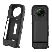 Shockproof Silicone Protective Case with Lanyard for Insta360 X4 All-Around Scratch & Impact Protection, Eco-Friendly Black Cover with 1/4 Mount Access
