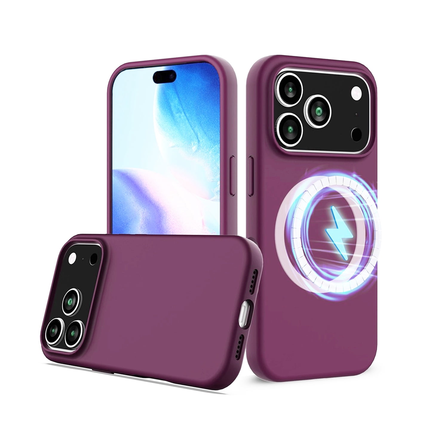 Shockproof Silicone Protective Case for iPhone 17 Pro Max with MagSafe Charging - Maroon