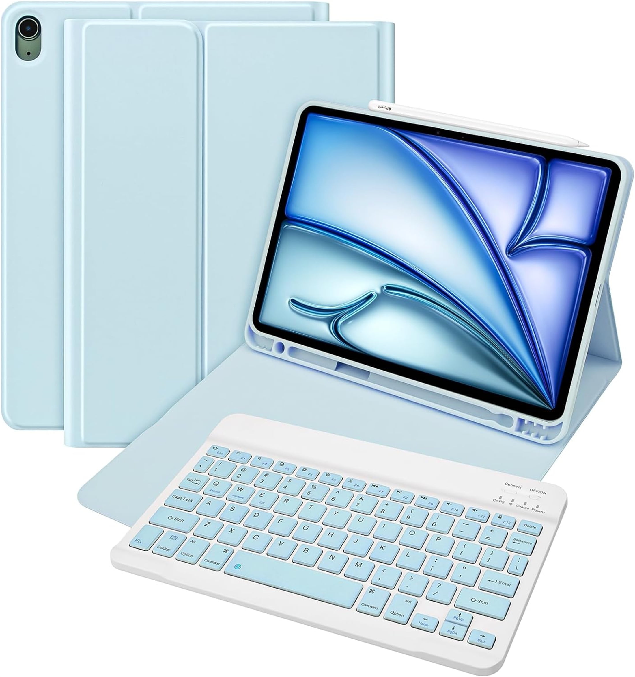 Shockproof Smart Stand Case with Pencil Holder Bluetooth Keyboard