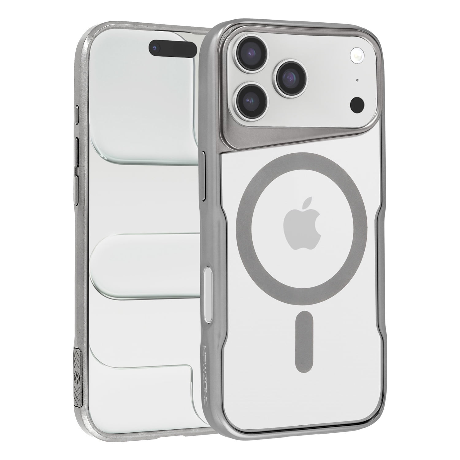 Shockproof Transparent Magnetic Case for iPhone 17 Pro Max - Silver