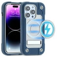 thumbnail image 1 of Shockproof for iPhone 14 Pro Case Compatible with MagSafe Wireless Charging Heavy Duty TPU Bumper Clear Back Cover with Kickstand Military Grade For iPhone 14 Pro, Darkblue, 1 of 6