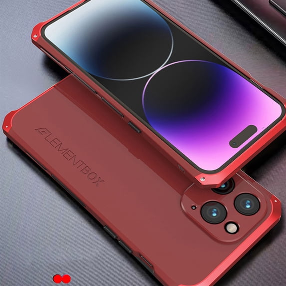 Shockproof for iPhone 16 Pro Max Case, Heavy Duty Stainless Steel Metal Frame + PC Back Back Cover Military Grade 10ft Drop Tested Slim Fit Case Cover for iPhone 16 Pro Max, Red