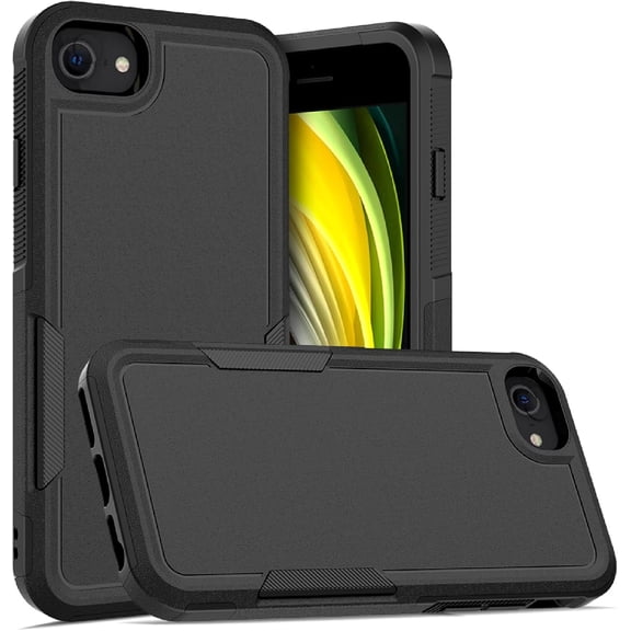 Shockproof for iPhone se Case, [Military Grade Drop Protection] Dual Layer，Tough Rugged Heavy Duty Full-Body Protective Phone Case (Black, iPhone se2 se3/iPhone 8/7)