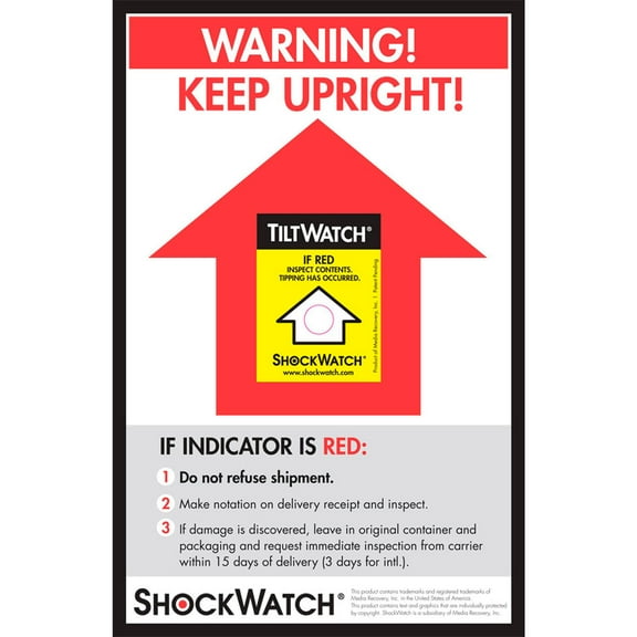 Tiltwatch Tilt Indicating Label, White, PK200 26102