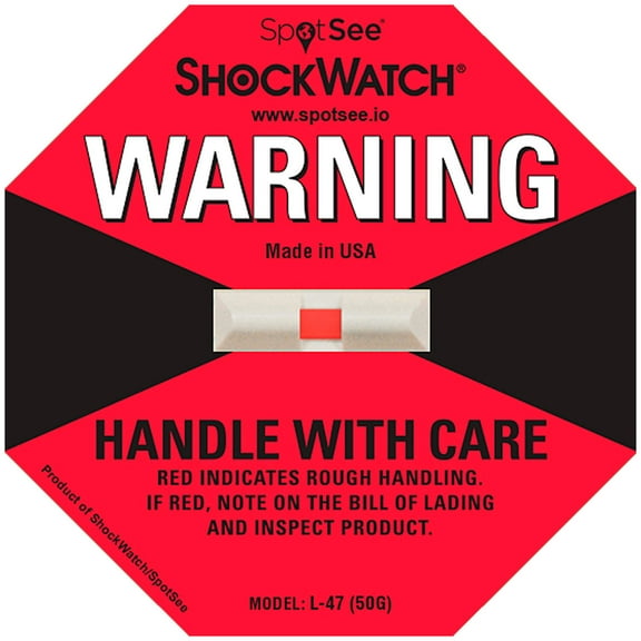 Shockwatch G-Force Indicator Label,50G,PK50 20500