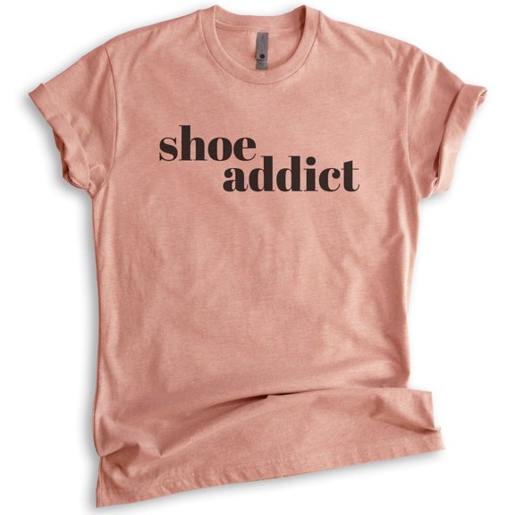 Shoe Addict T-shirt, Unisex Women's Shirt, Shoe Lover Shirt, Heather Sunset, Medium