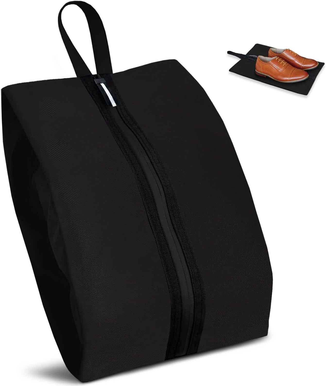 Shoe Bag Odor-Absorbing Water-Resistant, Travel Friendly Golf Shoe Bag with Zipper for  Ideal for Gym,Spikes,Golf,Tennis,Baseball(Black, 1-Pack)